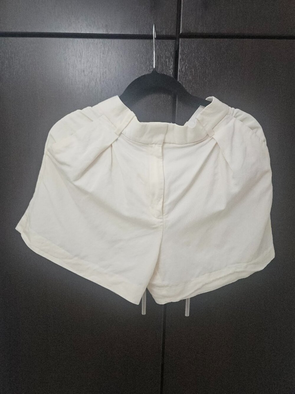 Mango Chic Cream Pleated Linen Blend Shorts